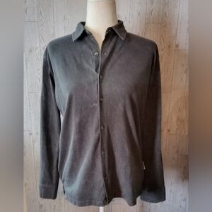 Sovereign Code Charcoal Button Down Shirt Women's size L NWT